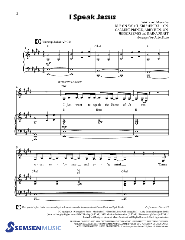 I Speak Jesus (Choral Anthem SATB) Anthem (SATB/Piano) (Semsen Music / Arr. John Bolin / Orch. Daniel Semsen)
