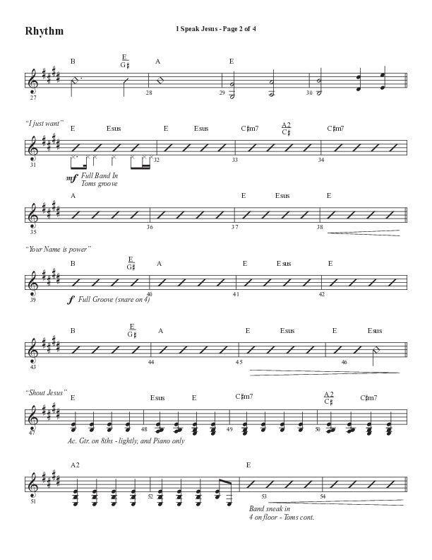 I Speak Jesus (Choral Anthem SATB) Rhythm Chart (Semsen Music / Arr. John Bolin / Orch. Daniel Semsen)