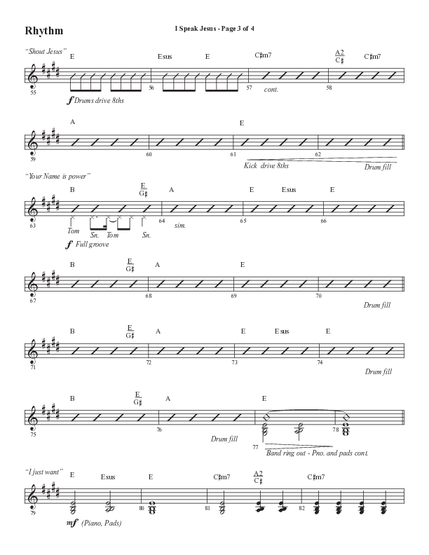 I Speak Jesus (Choral Anthem SATB) Rhythm Chart (Semsen Music / Arr. John Bolin / Orch. Daniel Semsen)