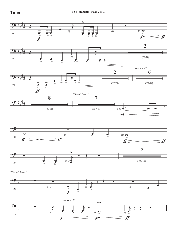 I Speak Jesus (Choral Anthem SATB) Tuba (Semsen Music / Arr. John Bolin / Orch. Daniel Semsen)