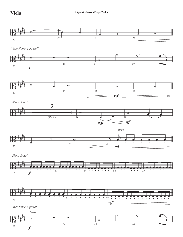 I Speak Jesus (Choral Anthem SATB) Viola (Semsen Music / Arr. John Bolin / Orch. Daniel Semsen)