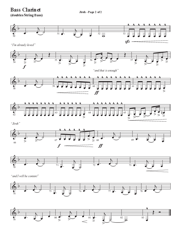 Jireh (Choral Anthem SATB) Bass Clarinet (Semsen Music / Arr. Cliff Duren)