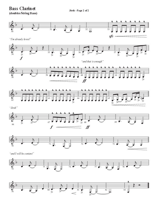 Jireh (Choral Anthem SATB) Bass Clarinet (Semsen Music / Arr. Cliff Duren)