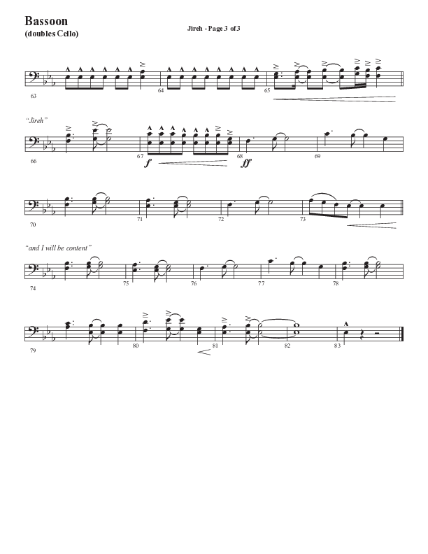 Jireh (Choral Anthem SATB) Bassoon (Semsen Music / Arr. Cliff Duren)