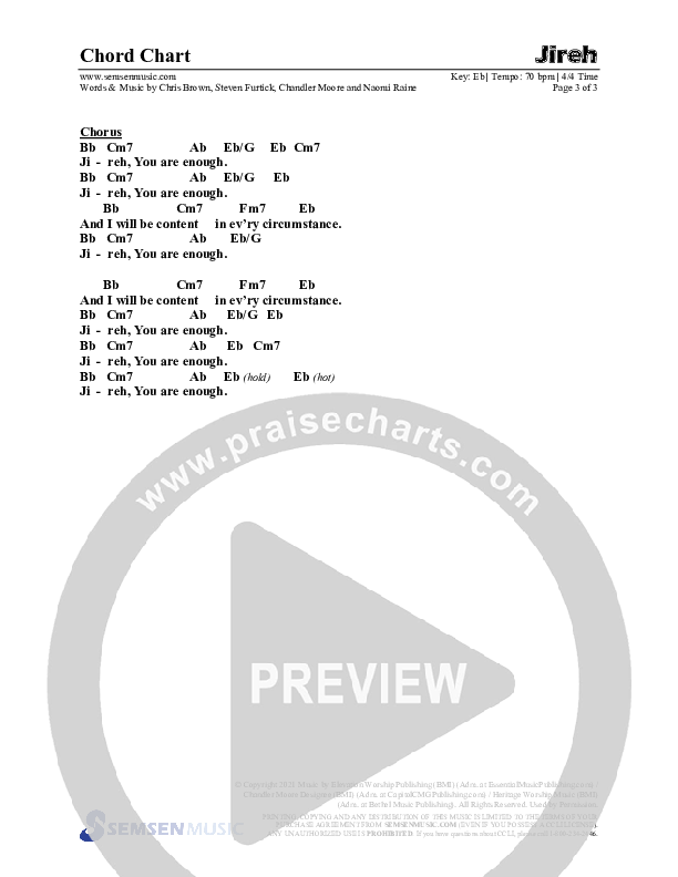 Jireh (Choral Anthem SATB) Chords & Lead Sheet (Semsen Music / Arr. Cliff Duren)
