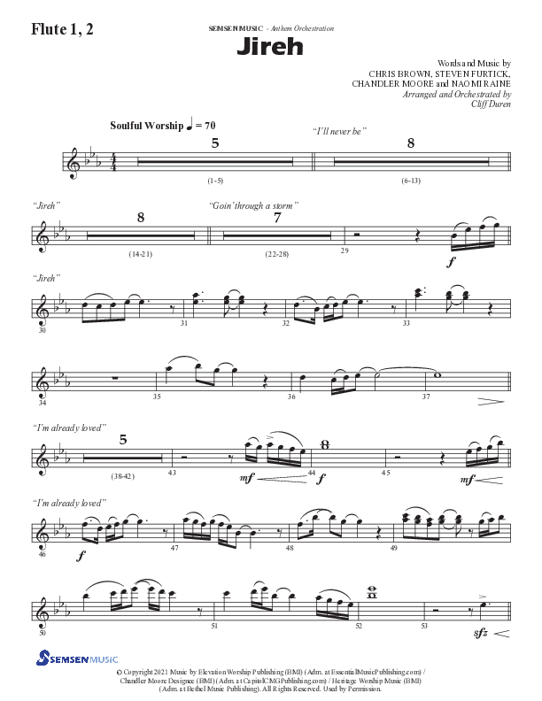 Jireh (Choral Anthem SATB) Flute 1/2 (Semsen Music / Arr. Cliff Duren)