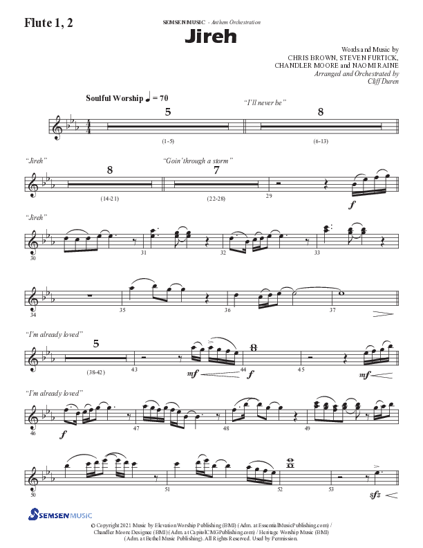 Jireh (Choral Anthem SATB) Flute 1/2 (Semsen Music / Arr. Cliff Duren)