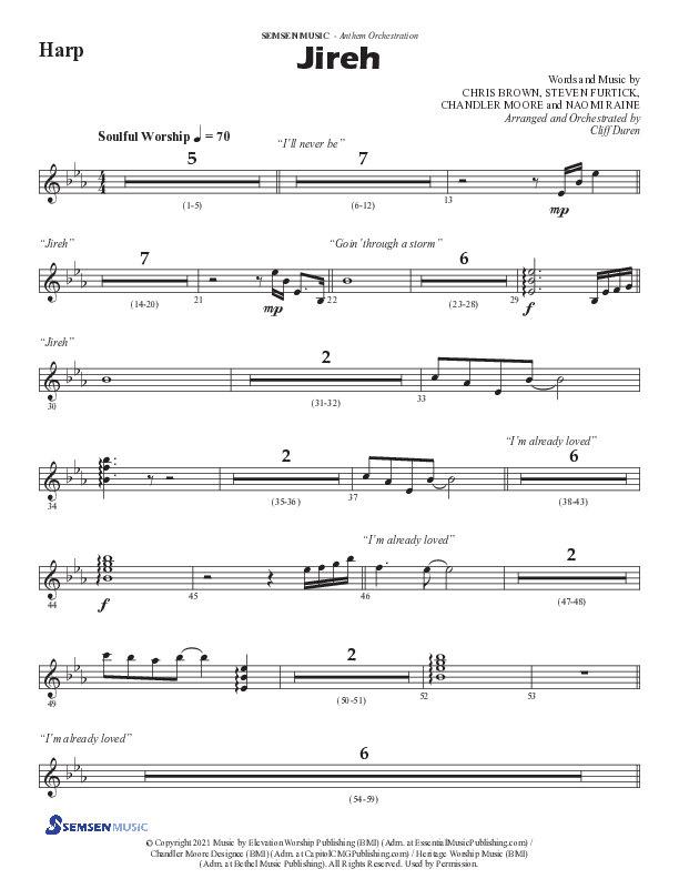Jireh (Choral Anthem SATB) Harp (Semsen Music / Arr. Cliff Duren)