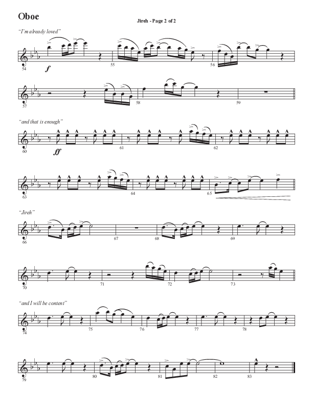 Jireh (Choral Anthem SATB) Oboe (Semsen Music / Arr. Cliff Duren)