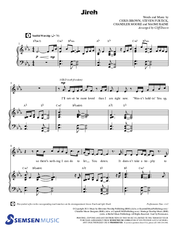 Jireh (Choral Anthem SATB) Anthem (SATB/Piano) (Semsen Music / Arr. Cliff Duren)