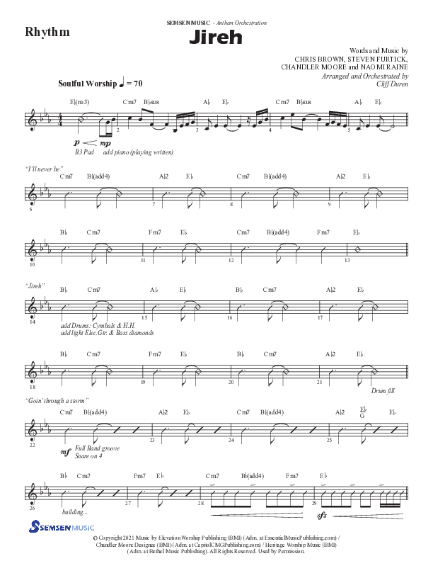 Jireh (Choral Anthem SATB) Rhythm Chart (Semsen Music / Arr. Cliff Duren)