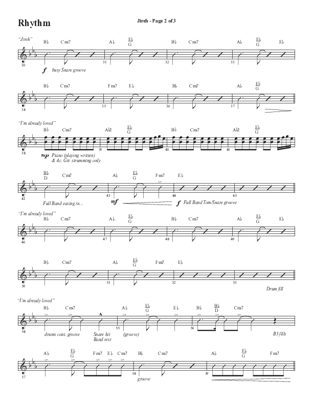 Jireh (Choral Anthem SATB) Rhythm Chart (Semsen Music / Arr. Cliff Duren)