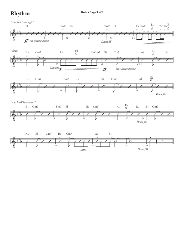 Jireh (Choral Anthem SATB) Rhythm Chart (Semsen Music / Arr. Cliff Duren)