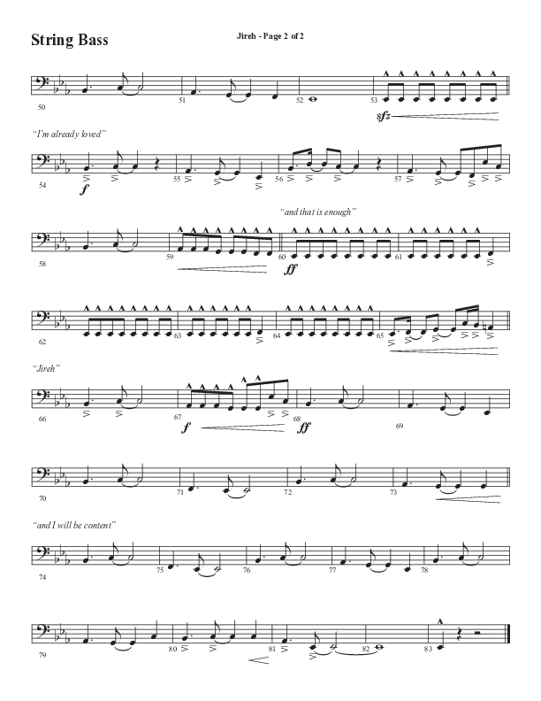 Jireh (Choral Anthem SATB) String Bass (Semsen Music / Arr. Cliff Duren)
