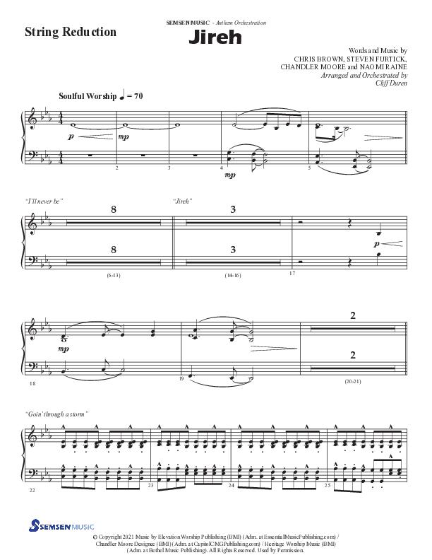 Jireh (Choral Anthem SATB) String Reduction (Semsen Music / Arr. Cliff Duren)