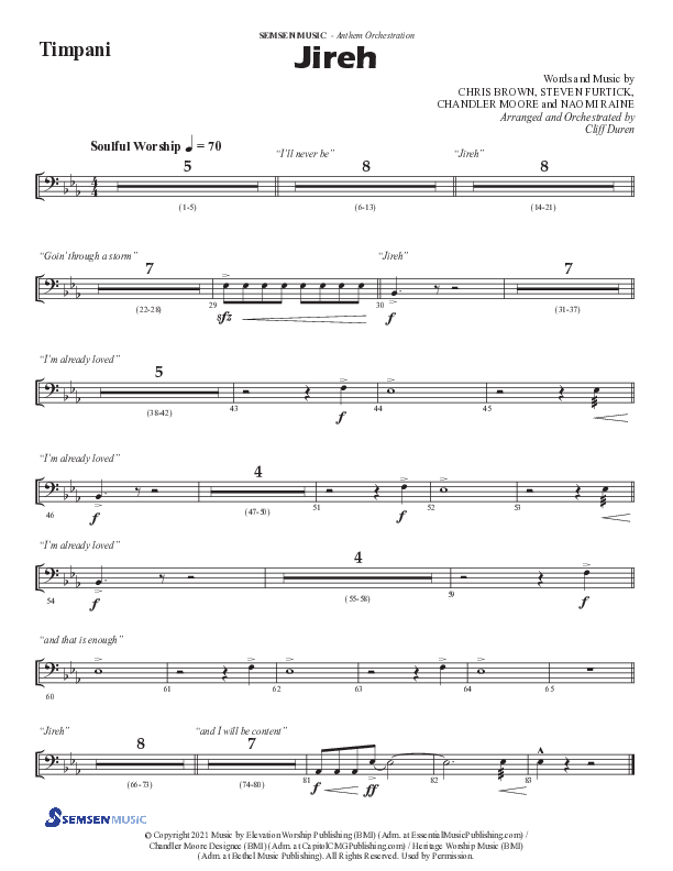 Jireh (Choral Anthem SATB) Timpani (Semsen Music / Arr. Cliff Duren)