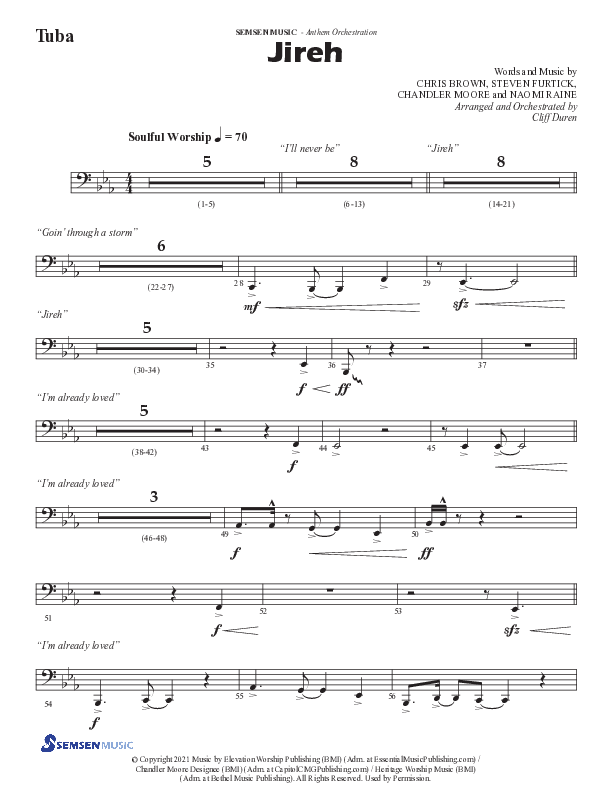 Jireh (Choral Anthem SATB) Tuba (Semsen Music / Arr. Cliff Duren)