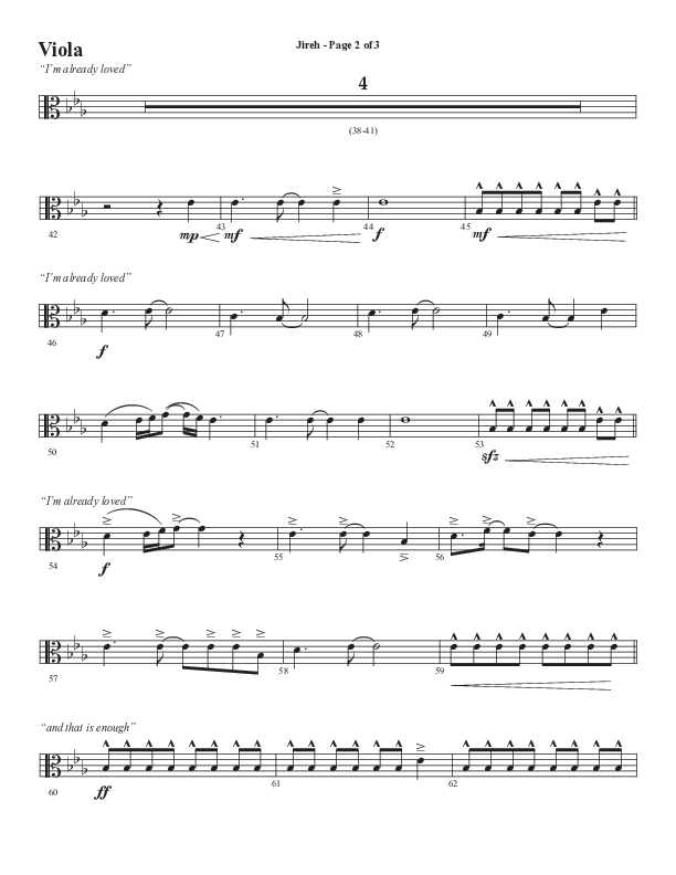 Jireh (Choral Anthem SATB) Viola (Semsen Music / Arr. Cliff Duren)