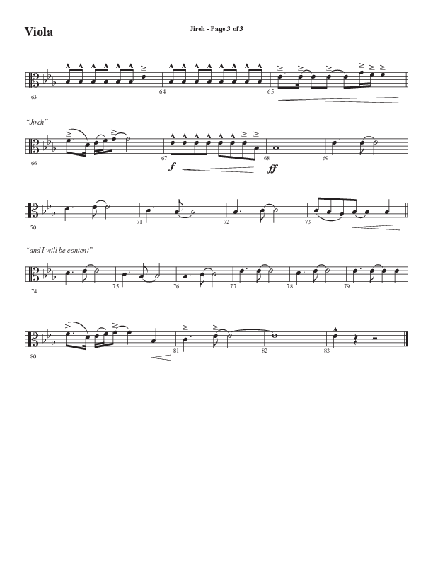 Jireh (Choral Anthem SATB) Viola (Semsen Music / Arr. Cliff Duren)