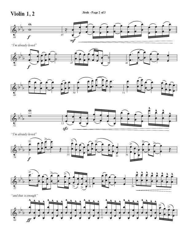 Jireh (Choral Anthem SATB) Violin 1/2 (Semsen Music / Arr. Cliff Duren)