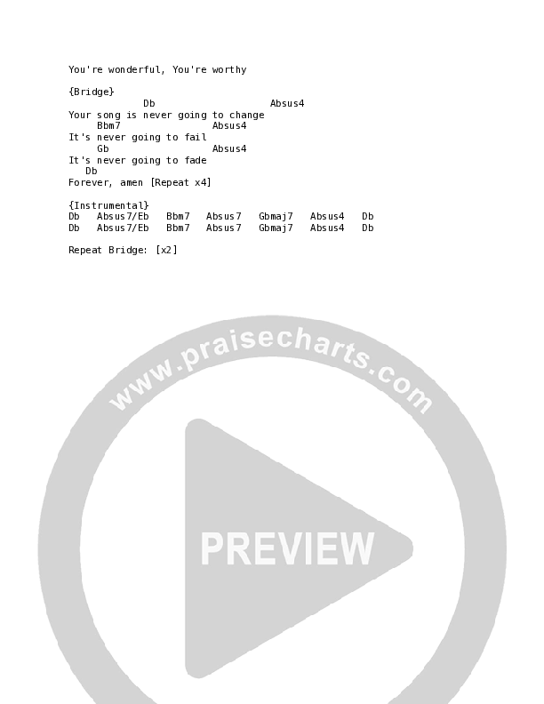 Hallelujah Holy (Live) Chord Chart (Matt Redman)