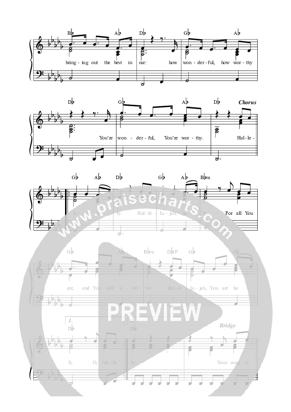 Hallelujah Holy (Live) Lead Sheet Melody (Matt Redman)