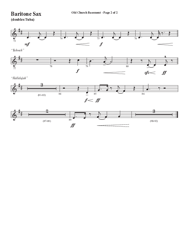 Old Church Basement (Choral Anthem SATB) Bari Sax (Semsen Music / Arr. Cliff Duren)