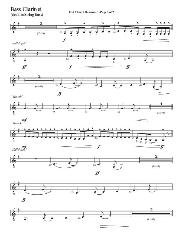 Old Church Basement (Choral Anthem SATB) Bass Clarinet (Semsen Music / Arr. Cliff Duren)