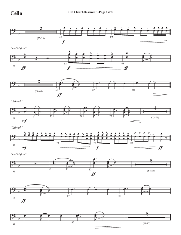 Old Church Basement (Choral Anthem SATB) Cello (Semsen Music / Arr. Cliff Duren)