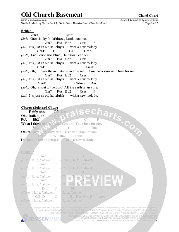 Old Church Basement (Choral Anthem SATB) Chords & Lead Sheet (Semsen Music / Arr. Cliff Duren)