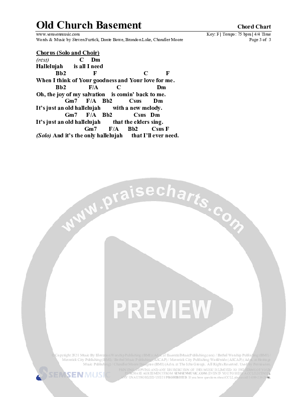 Old Church Basement (Choral Anthem SATB) Chords & Lead Sheet (Semsen Music / Arr. Cliff Duren)