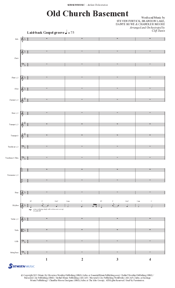 Old Church Basement (Choral Anthem SATB) Conductor's Score II (Semsen Music / Arr. Cliff Duren)