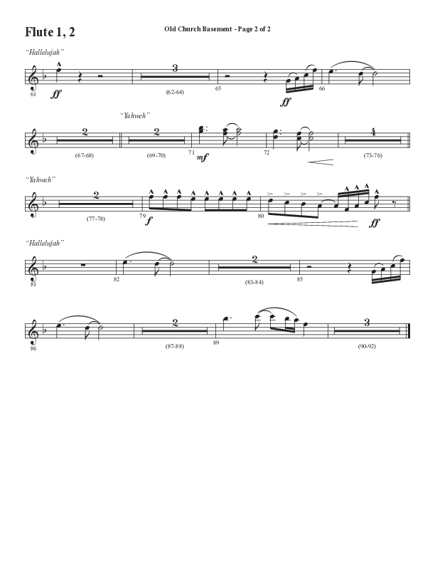 Old Church Basement (Choral Anthem SATB) Flute 1/2 (Semsen Music / Arr. Cliff Duren)