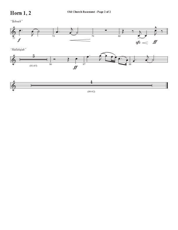 Old Church Basement (Choral Anthem SATB) French Horn 1/2 (Semsen Music / Arr. Cliff Duren)