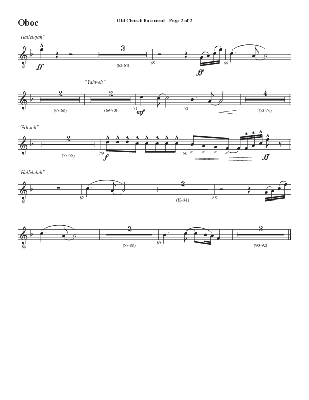 Old Church Basement (Choral Anthem SATB) Oboe (Semsen Music / Arr. Cliff Duren)