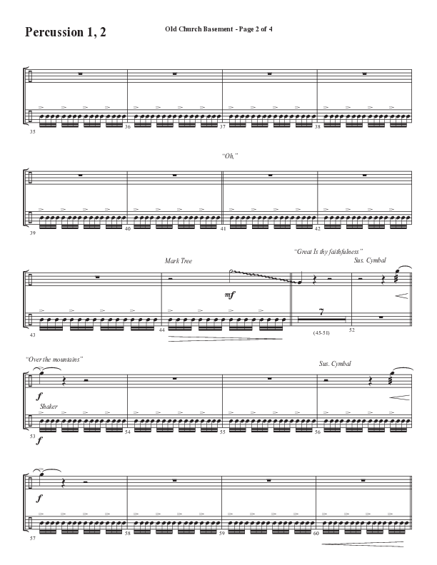 Old Church Basement (Choral Anthem SATB) Percussion 1/2 (Semsen Music / Arr. Cliff Duren)
