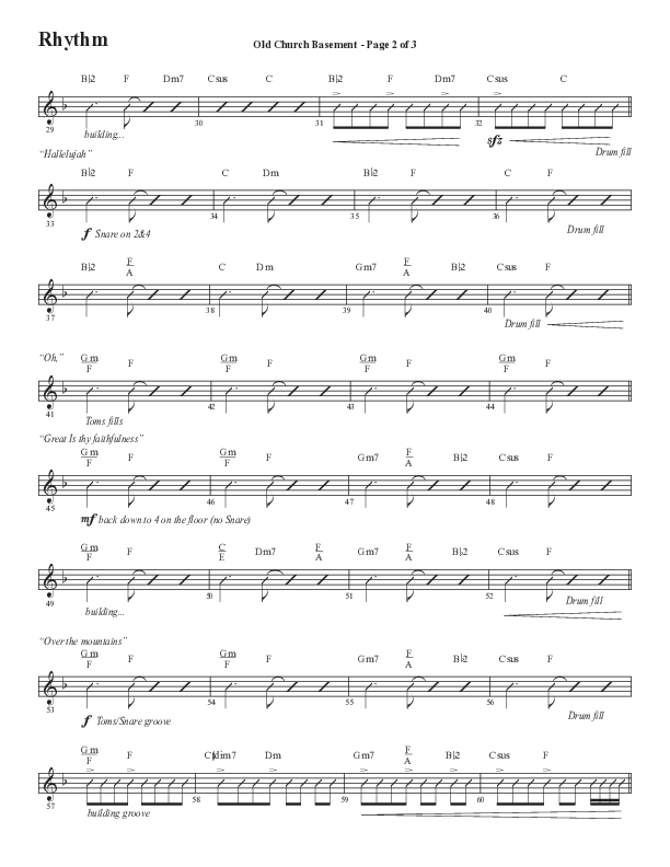 Old Church Basement (Choral Anthem SATB) Rhythm Chart (Semsen Music / Arr. Cliff Duren)