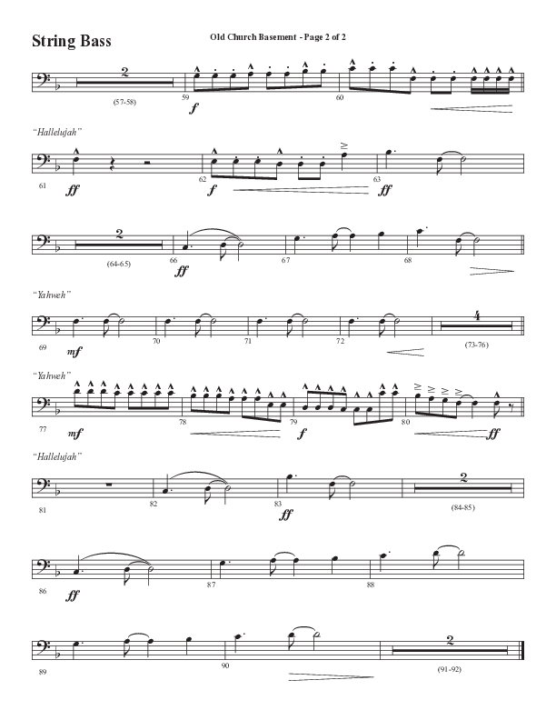Old Church Basement (Choral Anthem SATB) String Bass (Semsen Music / Arr. Cliff Duren)