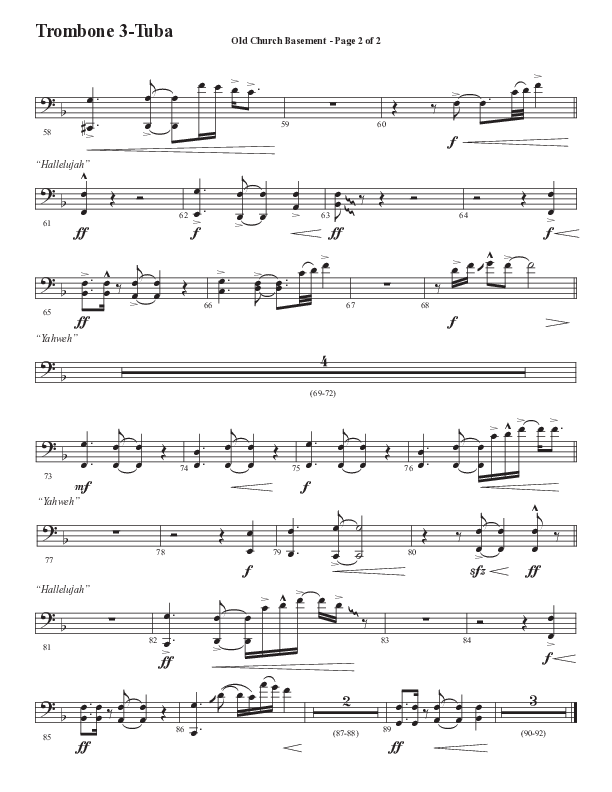 Old Church Basement (Choral Anthem SATB) Trombone 3/Tuba (Semsen Music / Arr. Cliff Duren)