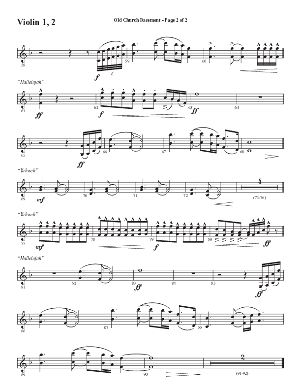 Old Church Basement (Choral Anthem SATB) Violin 1/2 (Semsen Music / Arr. Cliff Duren)