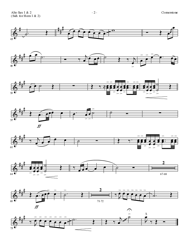 Cornerstone (Choral Anthem SATB) Alto Sax 1/2 (Lillenas Choral / Arr. Gary Rhodes)