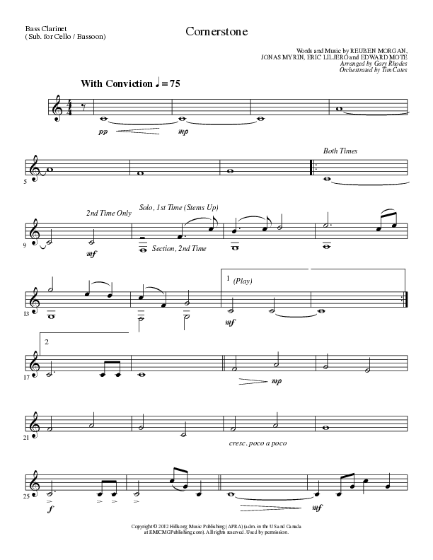 Cornerstone (Choral Anthem SATB) Bass Clarinet (Lillenas Choral / Arr. Gary Rhodes)