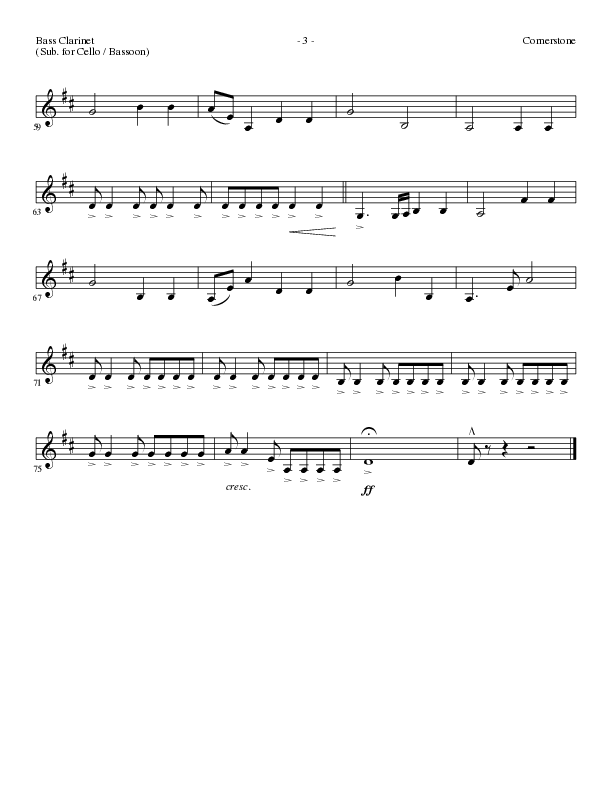 Cornerstone (Choral Anthem SATB) Bass Clarinet (Lillenas Choral / Arr. Gary Rhodes)
