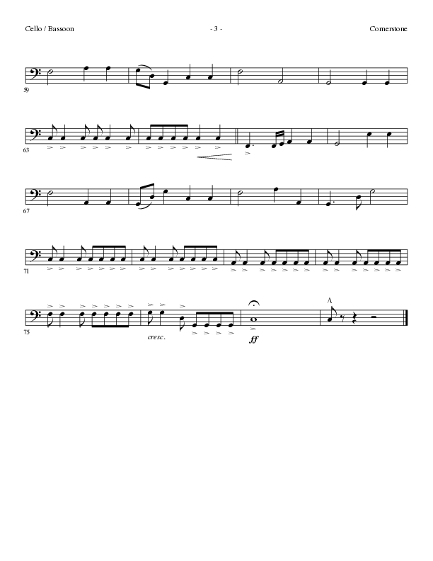 Cornerstone (Choral Anthem SATB) Cello (Lillenas Choral / Arr. Gary Rhodes)