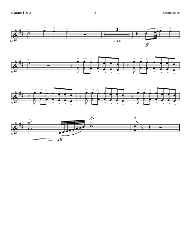 Cornerstone (Choral Anthem SATB) Clarinet 1/2 (Lillenas Choral / Arr. Gary Rhodes)