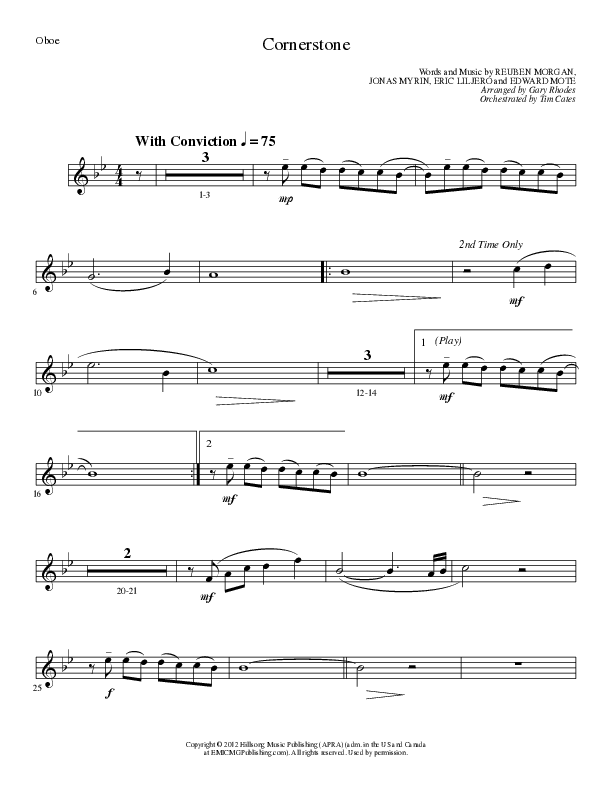 Cornerstone (Choral Anthem SATB) Oboe (Lillenas Choral / Arr. Gary Rhodes)