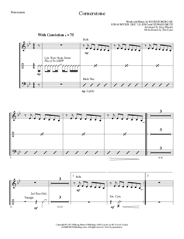 Cornerstone (Choral Anthem SATB) Percussion (Lillenas Choral / Arr. Gary Rhodes)
