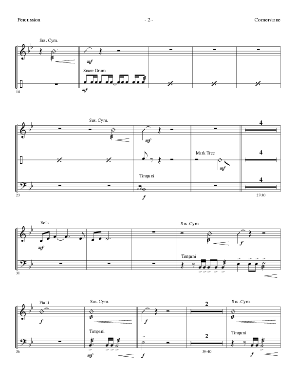 Cornerstone (Choral Anthem SATB) Percussion (Lillenas Choral / Arr. Gary Rhodes)