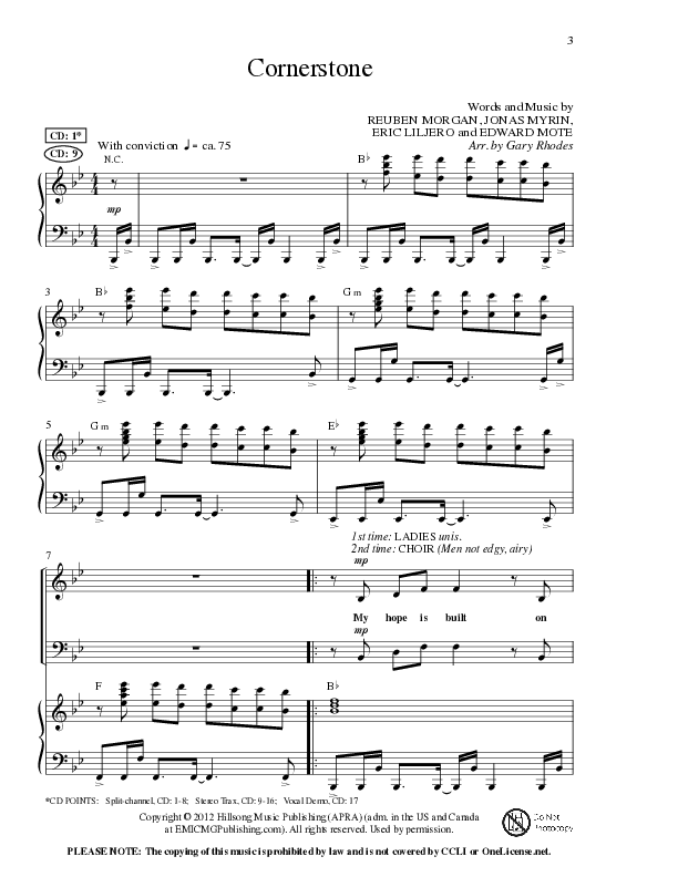 Cornerstone (Choral Anthem SATB) Anthem (SATB/Piano) (Lillenas Choral / Arr. Gary Rhodes)