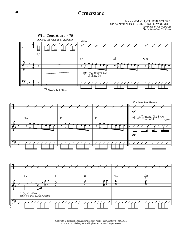Cornerstone (Choral Anthem SATB) Rhythm Chart (Lillenas Choral / Arr. Gary Rhodes)